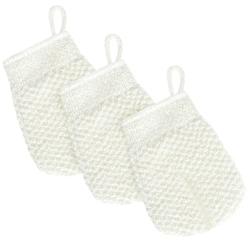 MIG4U 3 PCS Exfoliating Facial Scrubber Mitt, Face Cleanser Wash Mittens Exfoliator for Men & Women Dead Skin Cleaning Gloves