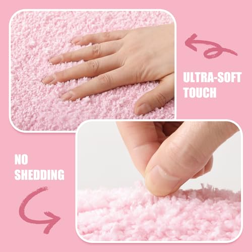 TRUEDAYS Pink Scalloped Bath Mat - Soft Microfiber Bathroom Rug, Non-Slip Cute Mat for Tub & Shower, Aesthetic Decor for Modern Bathrooms,32x20 Inches - color: Pink Scalloped