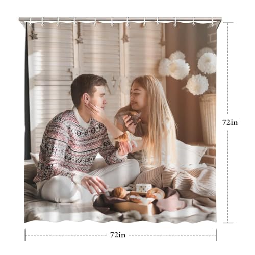 Personalized Shower Curtain Set Custom Photo Shower Curtains Modern Minimalist Home Bathroom Curtain Decor with 12 Hooks 72 Inch Wide * 72 Inch High - color: 1 Photo, size: 72"W x 72"L (Pack of 1)