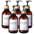 Shampoo and Conditioner Dispenser, 5Pack Refillable Dispenser Bottles,16.9oz Pump Bottles, Amber Shampoo Containers for Shower - color: Amber-b