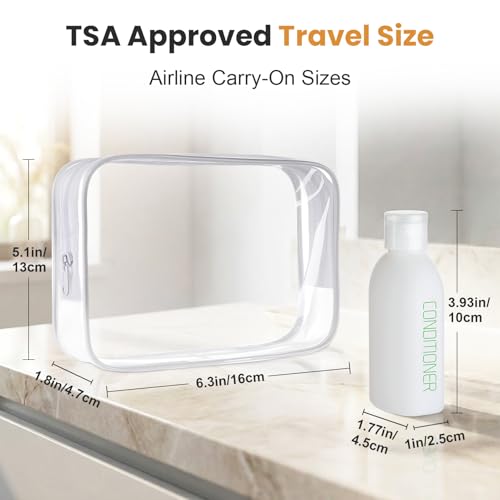 Cosywell Travel Bottles for Toiletries 5 Pack 3.4oz Pre-Printed Shampoo, Conditioner & Body Soap - Soft Touch HDPE Travel Size Containers TSA Approved Leak Proof Squeezable Toiletry Bottle(White) - color: White, style: A-3.4oz-white-3label2blank