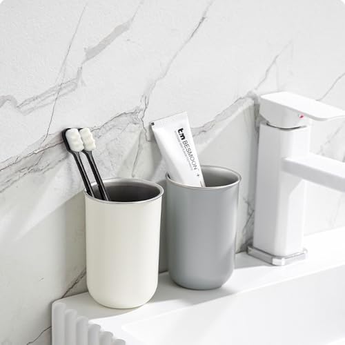 Drinking Tumblers, 11 Ounce Stainless Steel Drinking Cups, Reusable Steel and Durable Cups for Toothbrush Holder (White or Grey) (Grey) - color: Grey