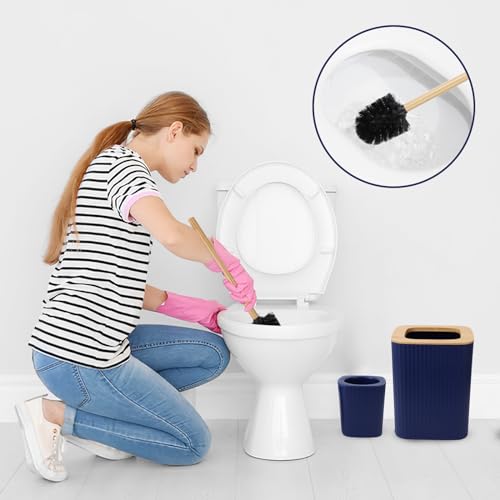 XLHOMO Blue Bathroom Set - Navy Blue Bathroom Accessories Set with with Trash Can,Toothbrush Holder,Toothbrush Cup,Soap Dispenser,Tray,Soap Dish,Toilet Brush,Qtip Holders for Bathroom Home Decor - color: Hollow Blue, size: Hollow Cover Bathroom Set