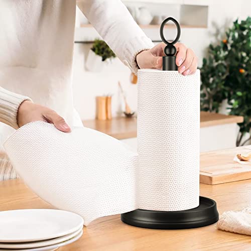 KASUNTO Paper Towel Holder (with Heavy Weighted Base) Steel Paper Holder countertop，Black Paper Towel Holder for Kitchen Countertops, Bars & Dining Tables,Fits Standard & Jumbo Rolls, Matte Black - color: Matte Black