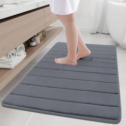 Buganda Memory Foam Bath Mat, 44" x 32", Ultra Soft Bathroom Rugs, Water Absorbent and Machine Washable Bath Rug for Bathroom, Shower, and Tub, Dark Grey - color: Dark Grey, size: 44" X 32"