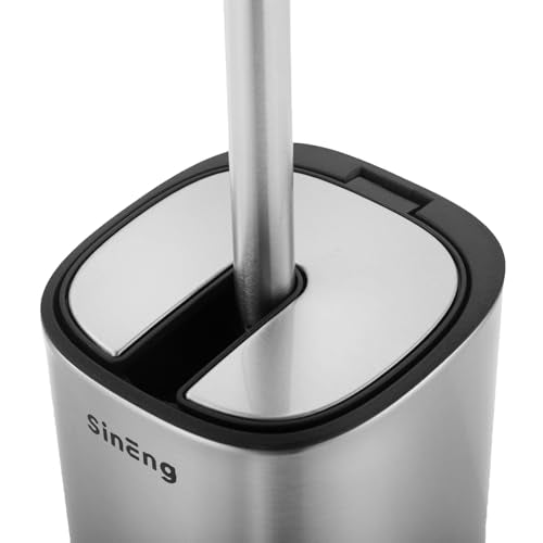Toilet Brush Holder Set Toilet Bowl Brush Stainless Steel Automatic Open lid Toilet Bowl Cleaner Brush with Durable Bristle Head Toilet Cleaning Brush for Bathroom - color: Stainless Steel