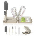 YOTIME Travel Bottle Brush Set, Auto-Open Rack & Vertical Brushs Drying Slots, 3 Brushes, Foldable Drying Rack, Dispenser, Travel Baby Essentials for On-The-Go Parents, Transparent Coffee - color: Transparent Coffee