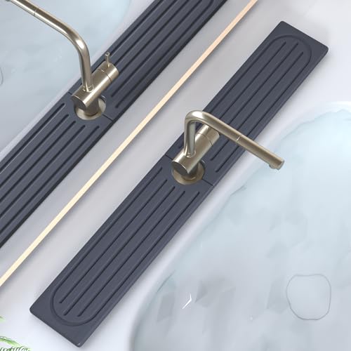 Stone Faucet Mat for Kitchen Sink, Water Absorbing Sink Water Splash Guard, Fast-Drying Kitchen Sink Faucet Mat, Durable Protector and Stone Drying Mat for Kitchen Counter & Bathroom Sink - color: Dark Gray Style 1, size: 30" x 4"