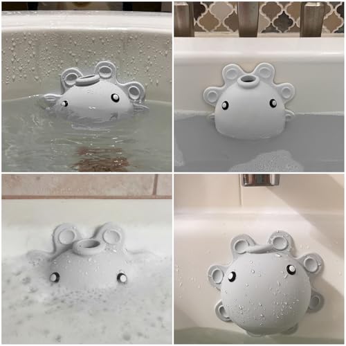 Bathtub Overflow Drain Cover - Silicone Bath Tub Drain Cover, Octopus Tub Overflow Drain Stopper with Suction Cups, Adds Inches of Water for Deeper Bath, Bathroom Spa Relaxing Accessory, Grey - color: Gray