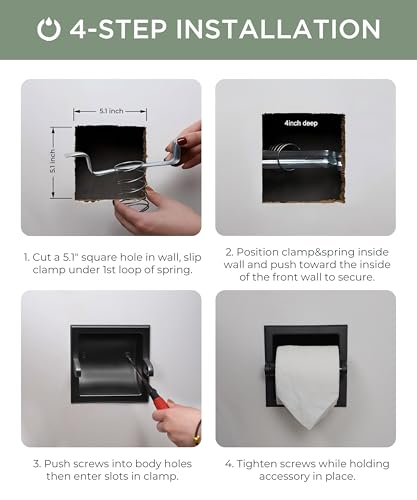 FORIOUS Recessed Toilet Paper Holder, Stainless Steel Durable Tissue Roll Holder Wall Mount for Bathroom Space Saving Design with Mounting Bracket, in Wall Toilet Paper Dispenser, Oil Rubbed Bronze - color: Oil Rubbed Bronze