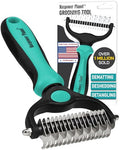 Maxpower Planet Hair Brush - Double Sided Shedding, Dematting Undercoat Rake for Dogs and Cats - Extra Wide Dog Grooming Brush, Reduce Shedding by 95%, Turquoise - color: Turquoise, size: Large