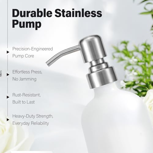 Prus Waso White Soap Dispenser Bathroom Set, Hand and Lotion Dispenser with Pump, Perfect for Bathroom Essentials for New Home. (Silver & White) - color: Hl Silver Pump & White Bottle
