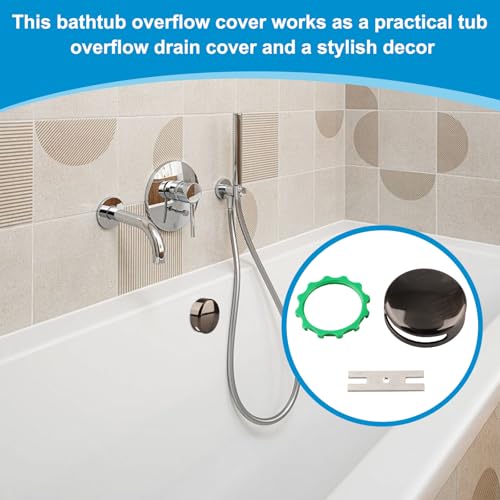 18009-BN Bathtub Overflow Plate Kit,Snap-On Installation Overflow Drain Cover,3 1/8 Fits Most Standard-Sized Bathtubs Drain
