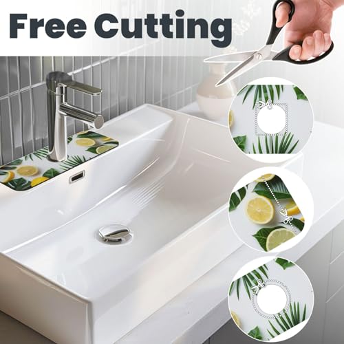 Kitchen Sink Splash Guard Faucet Mat, Lemon Tropical Leaves Diatom Mud Absorbent Draining Mat For Kitchen Sink Bathroom - color: Lemon Tropical Leaves, size: One Size