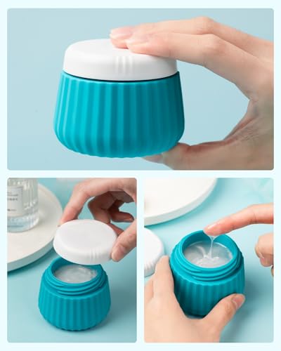 Mrsdry Travel Containers for Toiletries 4 Pack, TSA Approved Travel Size Toiletries, Travel Size Containers, With Clear Bag Leak Proof Silicone Jars, Travel Essentials Creams Jars Carrying Small Items - color: Blue, size: 3 oz