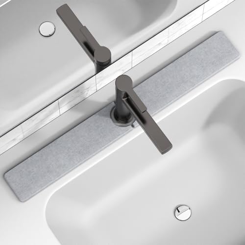 30" x 4" Stone Faucet Mat for Kitchen Sink, Quick Drying Diatomite Sink Tray, Faucet Sink Splash Guard for Prevents Moisture Buildup (Light Gray) - color: Light Gray, size: 30" x 4"