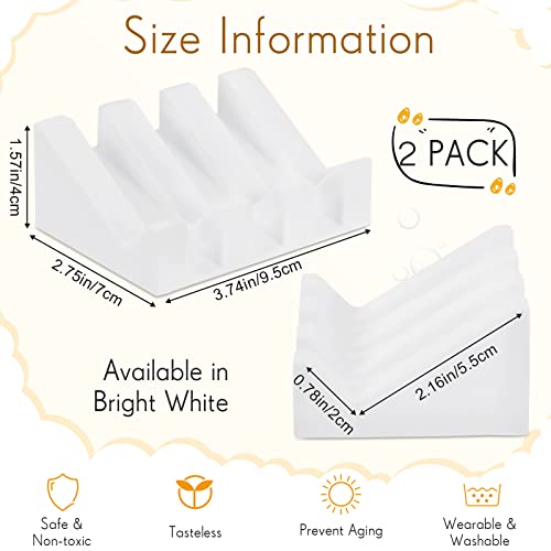 Cunhill 2 Pieces Silicone Soap Dish Self Draining Soap Dish Shower Waterfall Bar Soap Holder Tray with Drain Soap Saver for Kitchen Bathroom Accessories (Bright White) - color: Bright White