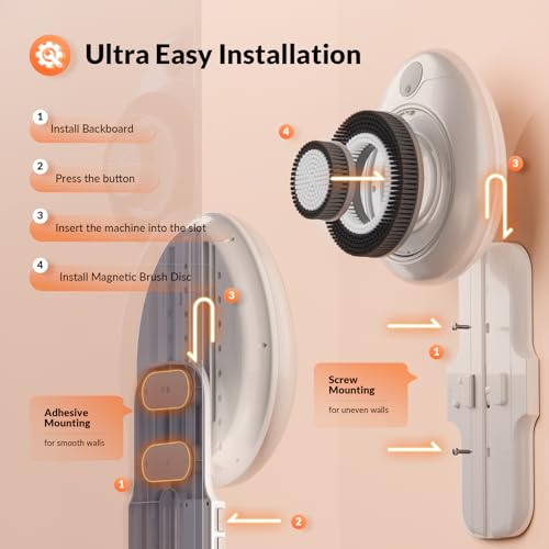 Electric Back Scrubber for Shower, 7'' Large Back Scrubber for Shower Wall, 3 Speed Adjustment Exfoliating Brush for Back Cleansing, Exfoliating - color: White