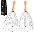 USAGA 28 Fingers Head Scratcher, Head Massager, Scalp Massager for Head Body Relaxing Wood Handle (2 Pack)