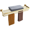 KOKOSIRI 32'' Towel Shelf Holder Bathroom Towel Rack with Two Bath Towel Bars Rails SUS304 Stainless Steel Wall Mount, Brushed Gold B6003BG-L32 - color: Brushed Gold, size: 32-Inch