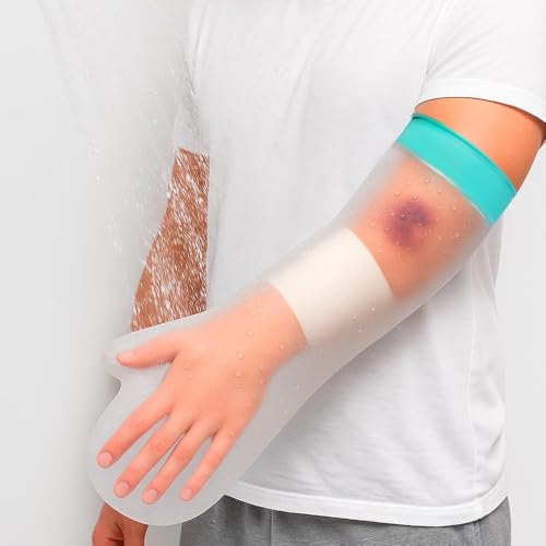 Cast Covers for Shower Arm, Waterproof Cast Cover Arm for Swimming, Cast Shower Cover, Water Proof Cast Protector for Adult, Sleeve for Showering, Elbow, Hand (Diameter - 6.3") - color: Half Arm, style: Reinforced Green