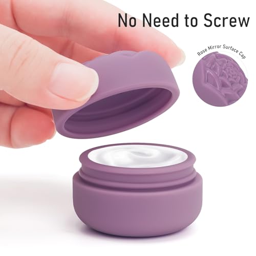 Travel Containers Bottle for Toiletry 4 Pack 3oz Leakproof TSA Approved & Refillable Mini Cream Jars, Silicone Squeeze Tube Rose Bottles for Shampoo Lotion Body Wash BPA Free +Bag, Purple Rose - color: Dark Purple+Light Purple, size: 2 Bottles+ 2 Jars