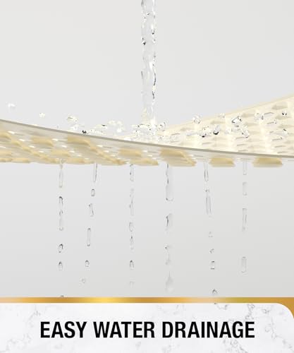 HITSLAM Shower Mat Anti Slip, Square Bath Mat for Tub Non Slip with Suction Cups and Drain Holes, 21x21 Inch Bathroom Shower Stall Floor Mat, Machine Washable, Soft on Feet, Sand - color: Sand, size: 21" x 21" (Square)