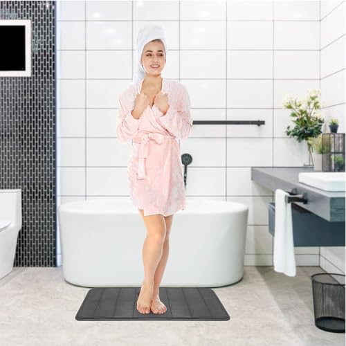 RUN HELIX Grey Bathroom Rugs, Ultra Absorbent Non-Slip Memory Foam Bath Rugs, Washable Bedroom mats,Soft Velvet Bath Mats,Easier to Dry for Bathroom Floor Rugs - color: Dark Grey