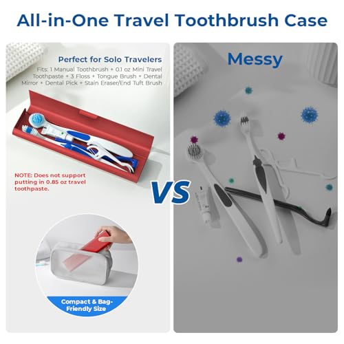 Wider Aluminum Toothbrush Travel Case, Portable Travel Toothbrush Holder, Durable Manual Toothbrush Box Container for Traveling, Bathroom, Camping, Business Trip, Red - color: Red, size: 1 Pack (Large)