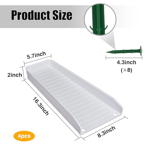 Rain-Gutter Downspout Splash Block - Gutter Downspout Extensions for Rainwater Drainage, Lader Downwards Design, 16" Fixable Downspout Extender with 8 Fixing PP Nails (4, White) - color: White, size: 4Pack