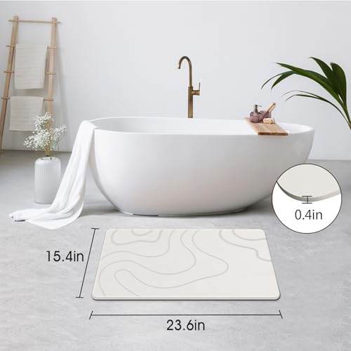 ZIKIBL Stone Bath Mat Diatomaceous Earth Shower Mat Non-Slip Super Absorbent Diatomite Stone Mats for Bathroom Floor/Ktichen Cuonter Quick-Drying Easy to Clean (24''*16''White) - color: White
