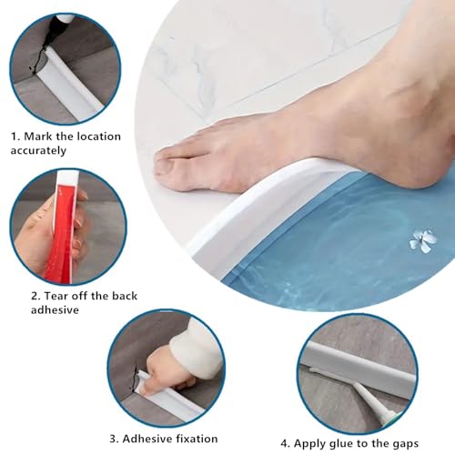Shower Threshold Water Dam, 3" High Collapsible Shower Water Splash Guard Water Barrier Stopper Dry and Wet Separation for Bathroom Kitchen Sink Bathtub, 39" - color: water dam-39