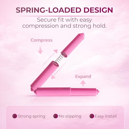 Toilet Paper Roller Holder (7 Inch) Pink - Plastic (Spring Loaded) Replacement Spindle Rod - Roll Extender fits Extra Large Bathroom Tissue Rolls - color: Pink
