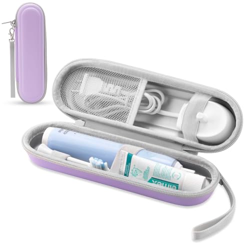 Toothbrush Travel Case for Oral B/Oral-B Pro 1000 1500 5000 7000 & Philips Sonicare 4100 1100 5300 5100 6100/iO Electric Toothbrush, Hard Protective Storage Bag (Light purple) - color: Light purple