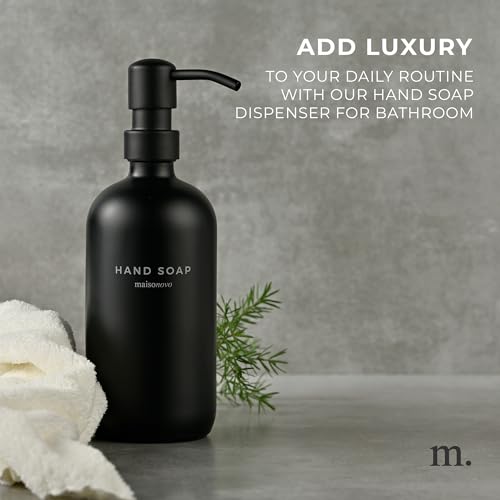 MaisoNovo Soap Dispenser 1-Piece Set | 16.9oz Black Bottles with Black Plastic Pumps - color: Black/Black