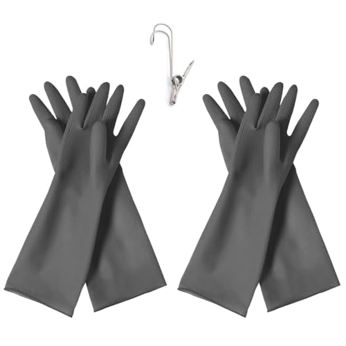 HOMSSEM Dishwashing Gloves - 2 Pairs Premium Rubber Gloves for Cleaning - Urban Gray, Green, Blue - color: Gray - X Large 2pairs