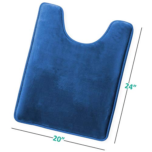 Clara Clark Bathroom Rugs, Velvet Memory Foam Bath Mat, Non-Slip, Machine Washable Bath Rugs - Dries Quickly, Ultra Soft Plush Bath Mats for Bathroom, 20 x 24, Royal Blue - color: Blue, style: Contour