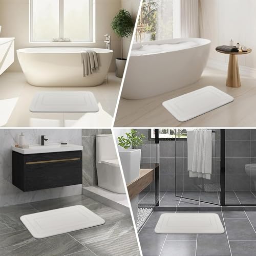 2 Pack Stone Bath Mat, Diatomaceous Earth Shower Mat, Non-Slip Super Absorbent Quick Drying Bathroom Kitchen Floor Mat (Ash Gray, 24x15) - color: Ash Gray Rectangle