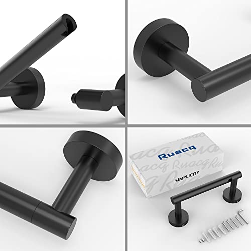 Ruacq Toilet Paper Holder Matte Black Double Post Pivoting Round Tissue Holders Roll Holder Hangers Toilet Paper Holders SUS 304 Stainless Steel Modern Wall Mounted - color: Matte Black, size: Classic
