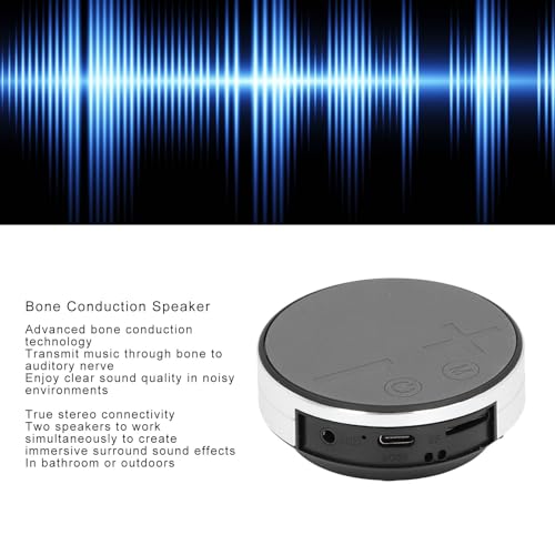Bone Conduction Speaker, Bluetooth, AUX, Small Memory Card, Stereo, Water Proof, Intelligent Suction Cup Design, for Outdoor and Indoor Bathroom (Silver) - color: Silver