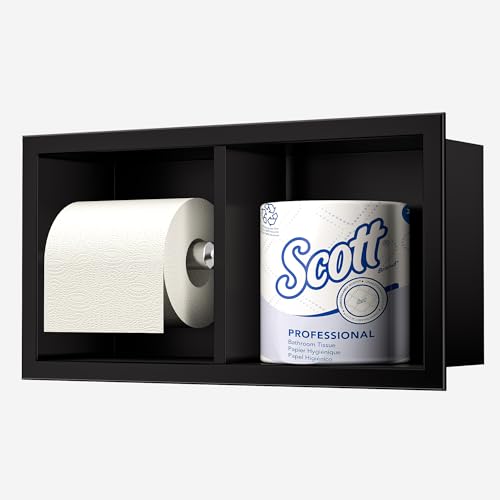 Neodrain Matte Black Dual Roll Recessed Toilet Paper Holder,for Standard/Mega Roll - color: Matte Black