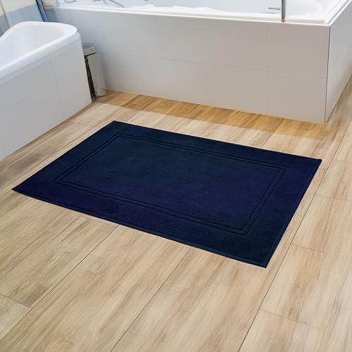 Tens Towels Pack of 2 Bath Mats 100% Cotton, 20 x 32 Inches, Super Absorbent, Hotel Quality Premium Floor Towels, Luxurious, Soft & Quick Dry, Not a Bathroom Rug, Navy - color: Navy