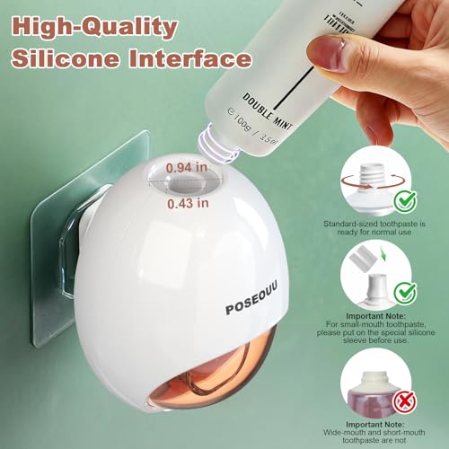 Toothpaste Dispenser Wall Mounted for Bathroom, Rouge Powder | For Kids & Adults; Comes With Custom Cleaning Brush & 2 Heavy-Duty Adhesive Pads, Drill-Free Wall Mount Bathroom Accessory - color: Rouge Powder