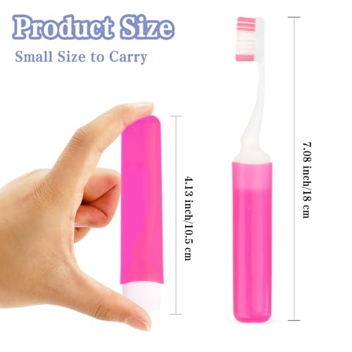 Travel Toothbrush 3Pcs Travel Toothbrush Set Mini Toothbrushes Soft Portable Toothbrushes Travels with Tooth Brush Cover Small Folding Toothbrush Individually Wrapped for Camping Purple Pink Blue - color: Purple+pink+blue, size: 1 Count (Pack of 3)