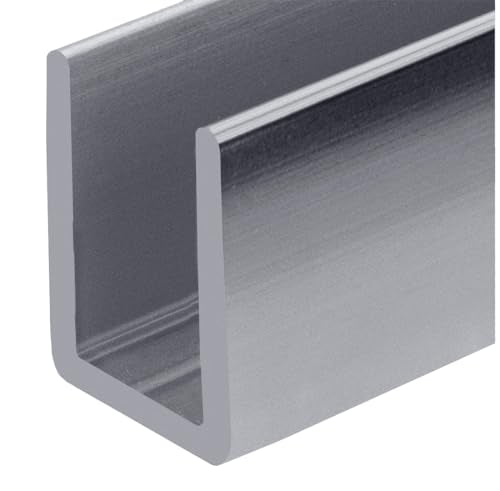 Brixwell SDCD38PS-CCP4 Polished Stainless 3/8" Fixed Panel Shower Door Deep U-Channel - 4 inch Sample - color: Polished Stainless Steel, size: 4 Inch - Sample