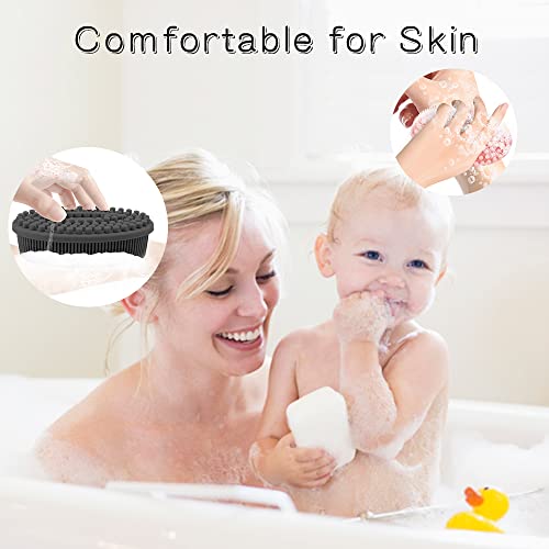 3 Pack Silicone Body Scrubber, Soft Silicone Loofah Exfoliating Body Scrubber, Silicone Body Brush Bath Shower Scrubber for Body, 2 in 1 Bath and Shampoo Wash Brush for Skin Exfoliation Men Women - size: Black+Pink+Green