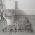 Bathroom Rugs Sets 3 Piece Thick Fluffy Soft Bathroom Rugs and U-Shaped Toilet Mat Washable Absorbent Floor Mat Dark Grey Gradient - color: Dark Grey Gradient