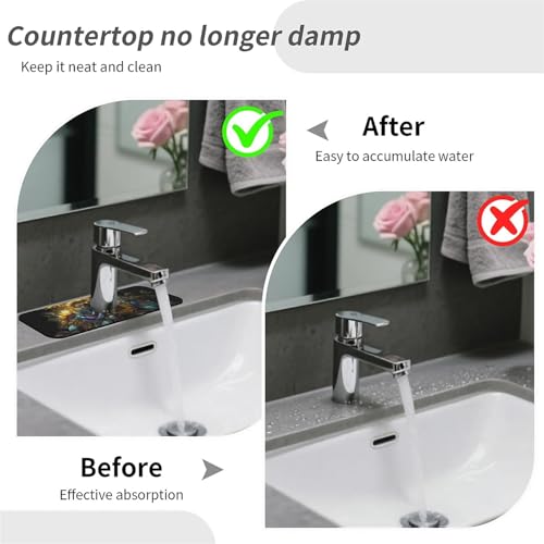 Faucet Fast Absorbent Pad - Roses Sunflowers , Suitable For Kitchen, Bathroom, Island And Other Scenes - color: Roses sunflowers