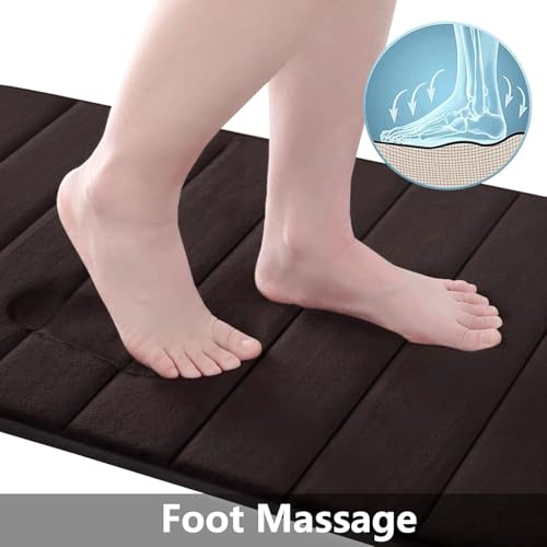 Buganda Memory Foam 3 Pieces Bathroom Rugs Set - Thick Soft Absorbent Bath Mats, Washable Small/Large/Contour Bath Rugs (24" x 16" + 30" x 20" + 24" x 20", Coffee) - color: Coffee, size: 24" X 16" + 30" X 20" + 24" X 20"