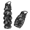 QiCheng&LYS Collapsible Water Bottle Sports Bottle 19.5OZ/580ml Travel Water Bottle for Men Women kids. BPA Free Food Grade Silicone. (Dark gray camouflage cup) - color: ark gray camouflage cup